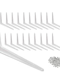 Metal Wall Corner Shelf Brackets 10 By 12 Inch White Pack Of 20 With Screws, Heavy Duty Steel Supports, 6 Countersunk Holes Per Bracket