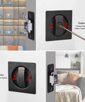 Pocket Door Privacy Lock With Edge Pull Handle For Bedroom And Bathroom Stainless Steel Recessed Matte Black Finish Two Sided Knob Fits 1 3/8 Inch To 2 3/16 Inch Doors Ideal For Hidden Pocket Doors In Moist Environments, showing interior and exterior views with privacy feature.