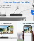 300 Degree Pan 90 Degree Tilt Security Camera System With Human Auto Tracking, 4K PoE PTZ showing plug and play setup