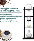 Certified Game Changer Cold Drip Coffee Machine And Iced Coffee Tower With Quick Adjustable Dripper, solid wood frame with glass components.