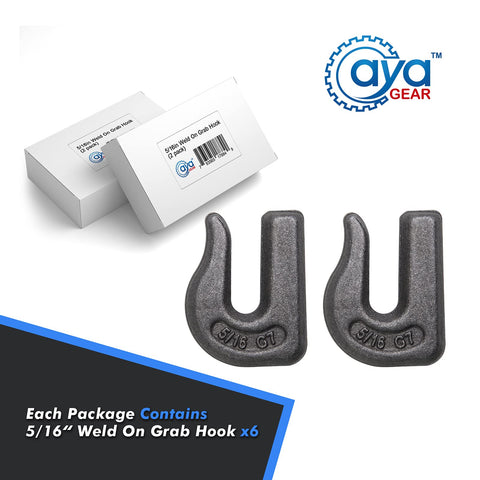 Weld-On Grab Chain Hook 5 Sixteenth Inch Heavy Duty Beefed Up Tow Hook G70 Forged Steel for cars, trucks, SUVs, RVs 2 pack