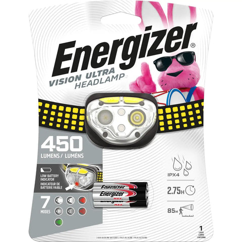 Vision Ultra HD LED Headlamp For Camping And Night Runs Hands Free Light Water Resistant Emergency Glow Includes Batteries