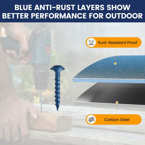 Blue Anti Corrosion Pocket Hole Screws 1 Inch Coarse Thread Wood Screws with rust-resistant coating and carbon steel material