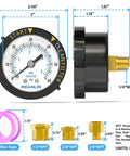 Start And Clean Filter Pressure Gauge For Pool Spa Aquarium 0 To 60 Psi Plastic Frame 1/4 Inch NPT Back Mount Kit Included