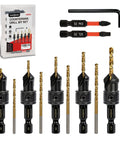 Heavy Duty 13 Piece Adjustable Countersink Drill Bit Set Built Like A Tank For Getting The Job Done Quick with titanium bits and hex shanks.