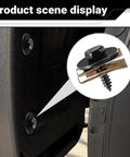 100 Piece Heavy Duty Car Body Screws And Bolts Kit with splash shield retainers attached to car fender in use