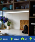 Linkable LED Under Cabinet And Closet Light Bar 2ft 9W 800 Lumens 5000K Daylight Bright Plug And Play 3 Pack For Kitchen Cabinets