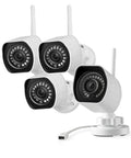Outdoor Security Camera System Four Pack 1080P Full HD Surveillance Night Vision Up To 65 Feet IP66 Weatherproof