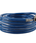 Blue coiled PVC air compressor hose with quick coupler, Kickass 15 Meter 50 Foot Blue Flexible Pneumatic PVC Air Compressor Hose Quick Coupler For High Pressure On Pneumatic Tools Triple Layer Build Resists Wear And Tear Perfect For Tough Jobs And Diy Gigs Inside The Garage Today.