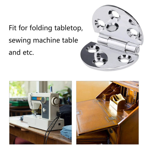 Rock Solid 180 Degree Copper Chrome Plated Folding Butt Hinges 45 By 30 By 1.5 Millimeter shown with sewing machine and cabinet