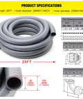 Flexible Liquid Tight Conduit Kit 1 Inch Non Metallic Electrical Conduit 25 Feet with dimensions and fittings shown