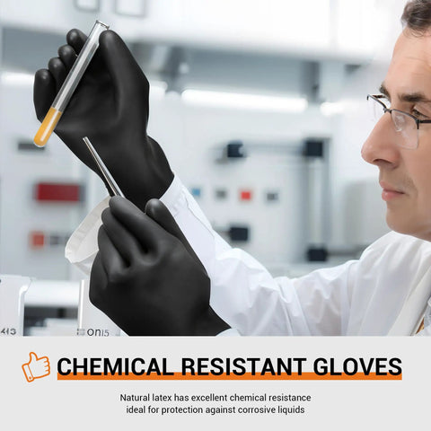 Heavy Duty Chemical Resistant Latex Gloves 18 Inch Waterproof Puncture Resistant For Industrial Cleaning And Gardening