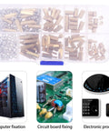 180pcs M2.5 Brass Hex Standoff Spacer Nut Screws Kit With Stainless Steel Fasteners For PCB Motherboard Electronics Projects, Durable Brass Spacers And Nuts For Precise, Easy Assembly in case