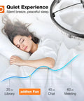 24 Inch Low Profile Ceiling Fan With Dimmable Led Light And Remote boosts airflow while a woman sleeps peacefully in bed.