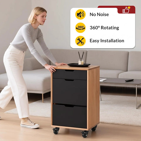 Low Profile One Inch Caster Wheels For Furniture Set Of Four Big Time Mobility With Zero Fuss TPR Rubber Cabinet Casters Floor Safe Black Design on rolling cabinet.