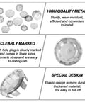 Heavy Duty Beefy Half Inch Knockout Seals For Electrical Boxes Snap In Place Steel Wire Mesh Rings Lock Secure Against Moisture And Rust Tough As Nails Twelve Pack, showing metal plugs.