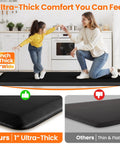 1 Inch Thick Anti Fatigue Kitchen Mat For Floor Non Slip Waterproof Standing Desk Mat For Kitchen Use Ideal For Cooking Cleaning And Working At The Counter Or Sink Black 20 By 72 Inches, shown with woman and child.