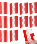 16 Pack Clear Self Adhesive Plastic Hinges With Heavy Duty Grip For Seamless Plexiglass And Acrylic Projects, showing individual hinges.