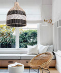 Boho Rattan Pendant Light For Kitchen Island And Living Room And Bedroom Woven Chandelier Handmade Ceiling Lamp Hanging