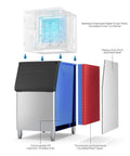Commercial Ice Maker Machine For Restaurants And Bars Big Industrial Freestanding Stainless Steel Ice Machine exploded view