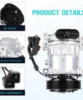 Heavy Duty AC Compressor With Clutch Fit Dodge Ram 1500 2500 3500 Pickup Dakota Durango 3.9L 5.2L 5.9L 8.0L 1994 To 2002 showing AC clutch, aluminum housing, and electrical connector.