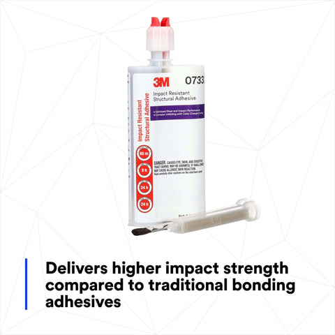 Image of Impact Resistant Structural Adhesive 07333, Two-Part Epoxy for Automotive OEM Repair, 200 mL cartridge with color-change indicator.