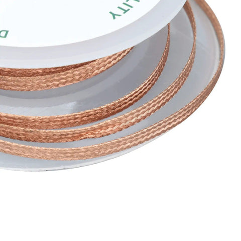 Pro Grade Desoldering Wire Kit With Alloy Copper Solder Wick for Electronics Repair and PCB Maintenance, 1.5 Meter Length, coiled on spool.