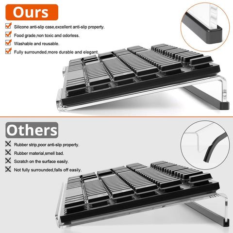 Comparison of Ergonomic Tilt Keyboard Stand With Clear Acrylic Tray And Silicone Anti Slip Case Fits Standard Keyboard Desk Riser