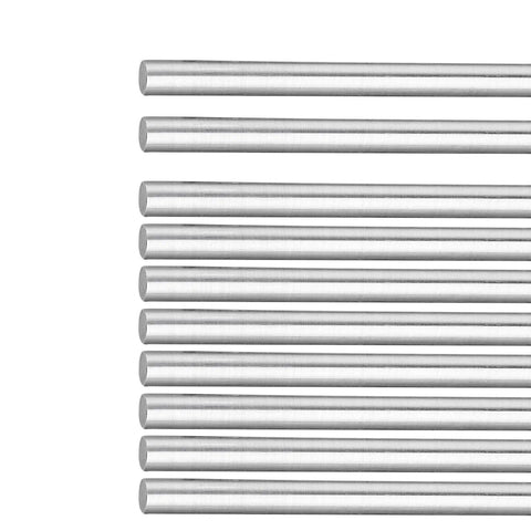 Front view of 10 Pack 8mm By 100mm Linear Motion Shaft Kit For 3D Printers And CNC Machines, Top Notch Steel Rods For Smooth Motion.