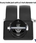 Front view of 2000 Lb Dual 6 Inch Trailer Jack Swivel Caster With Pin For 2 Inch Tubes Wheel Replacement For Boat And Utility Trailers Stable Lift And Easy Mobility With Durable PP Wheels For All Weather Use.