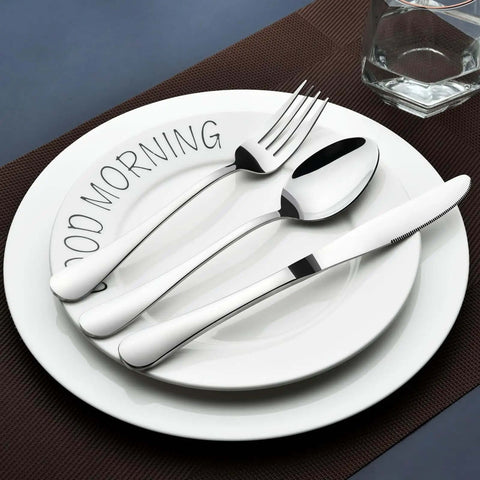 40 Piece Heavy Duty Stainless Steel Flatware Set For 8 Includes Steak Knife, Dinner Forks, Salad Forks, Dinner Spoons, And Teaspoons