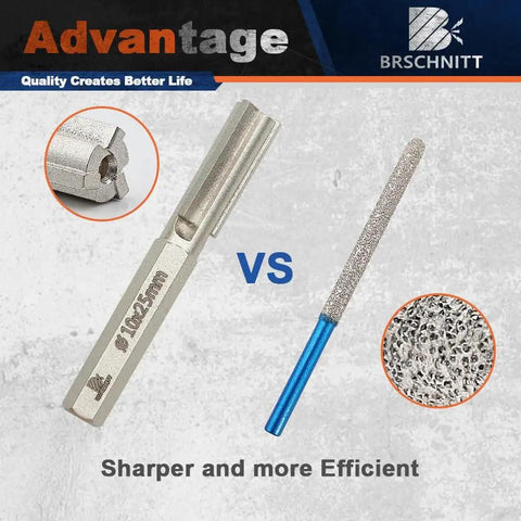 Pro Grade Carbide Brick Mortar Grout Cutter Bit, 10 mm Diameter By 25 mm Length, Hex Shank For Hand Drill, Mortar Raking Bit For Cleaning Old Joints And Grout Residue, Durable D I Y Ready Pack Of Two shown against competitor's bit with text saying 'Sharper and more Efficient'.