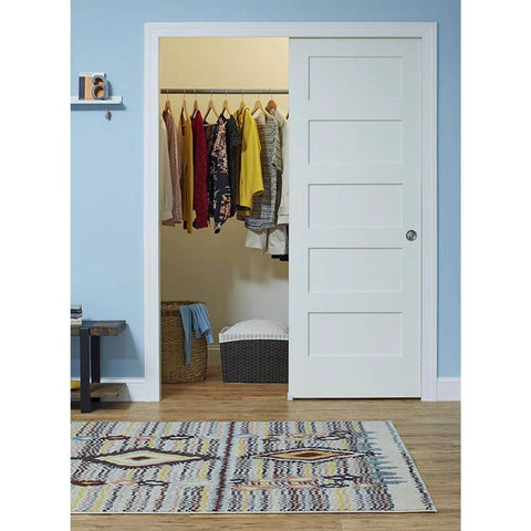 Beefy 48 Inch Top Hung Sliding Door Hardware Kit For 3/4 Inch Doors, 150 Pound Capacity, All Aluminum Track, installed in closet
