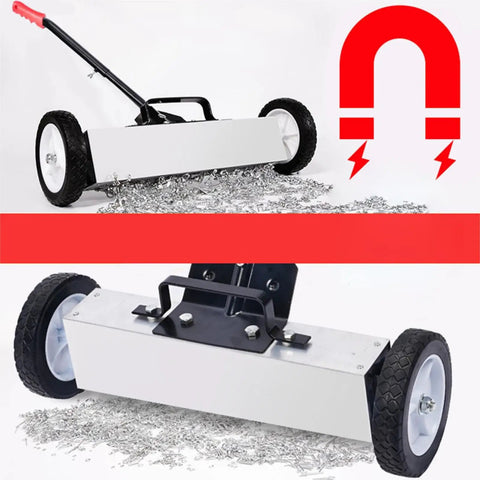24 Inch Industrial Lawn Sweeper With Wheels Durable Metal Construction Heavy Duty Broom For Garage And Yard Efficient Cleaning And Maneuvering Design Easy To Use For Debris And Leaves Pickup