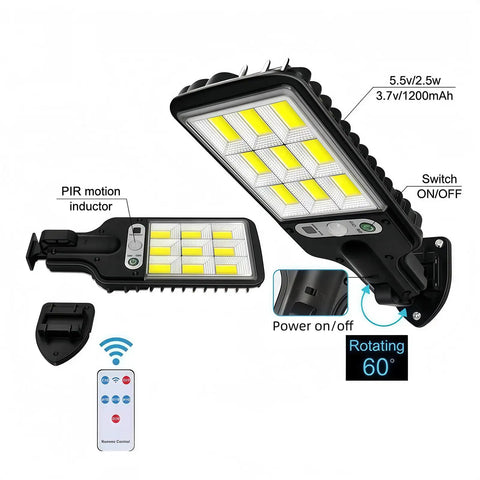 Outdoor Solar Wall Lights With Wide Angle Flood Lights, Motion Sensor, Dusk To Dawn, Remote Control, IP66 Waterproof, 4 Pack COB9