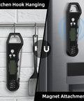 Ultra Fast IPX7 Waterproof Meat Thermometer hanging on a hook and magnetically attached to fridge