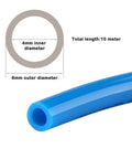 Close-up of Pro Grade 1/2 Inch PU Air Hose Kit, detailing 4mm inner and 6mm outer diameter, 10m length.
