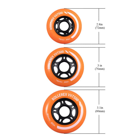 2 Pack Sunrise Orange 80mm Inline Skate Wheels For Indoor And Outdoor Use, Durable Replacement Wheels