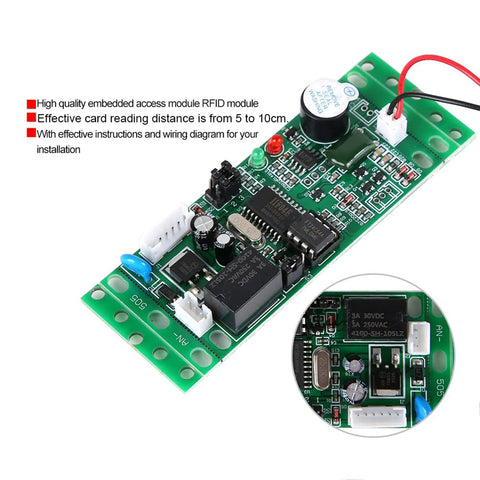 Killer Rfid Reader Module At 125 Khz With 9 12 Volt Supply For Embedded Access Control Boards features compact circuit board with connections.
