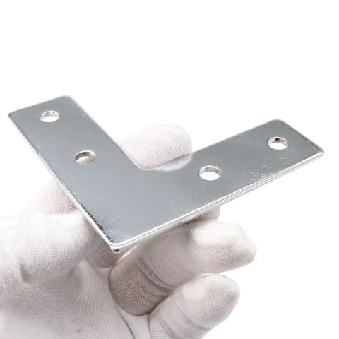 Ten Piece 1 Inch By 1 Inch L Corner Bracket Set For 1010 T Slot Aluminum Extrusions 90 Degree Right Angle Connectors, 4 Hole Plate