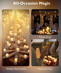 12 Count Flickering Flameless LED Tea Lights Battery Operated With Melted Wax Look in various decorations