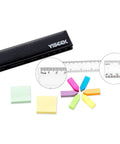 All In One Sticky Notes Set With Dual Scale Ruler Inches And Centimeters, leather case, colorful notes, index tabs displayed