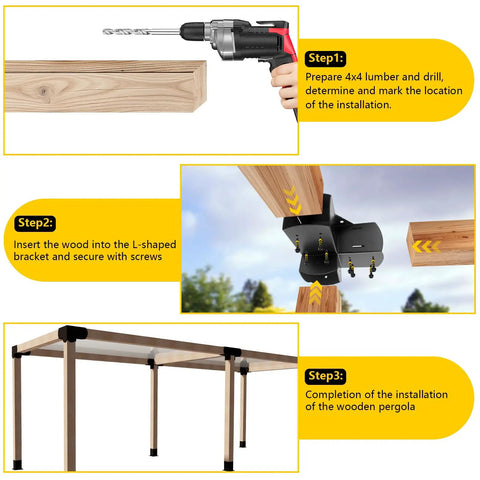 Built Tough 3 Way Right Angle Corner Brackets For 4x4 Wood Beams Outdoor Pergola Gazebo Supports Heavy Duty 14 Gauge Steel Weather Resistant Hardware Included 2 Pack Actual Size 3.5 x 3.5 Inches