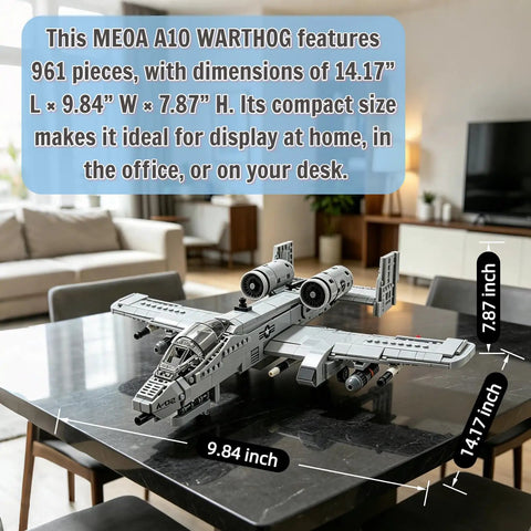 A10 Warthog Plane Building Toy Set With 961 Pieces For Adults And Teens Realistic Fighter Jet Building Blocks Air Force Model Kit STEM Education Gift Durable Brick Construction And Collectible Display, 14.17 x 9.84 x 7.87 inch