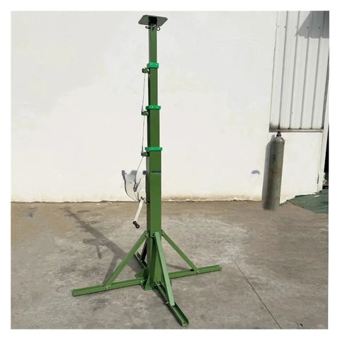 Hand Crank Telescopic Mast With Quadripod Base Extending Three To Ten Meters Smooth Manual Operation Heavy Duty Lighting Camera Mount Quick Deploy Standalone Pole No Sweat Portable Rig