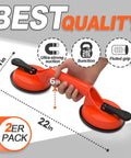 2 Pack Plastic Glass Suction Cups With Grab And Go Easy Grip Lightweight Vacuum Lifter Handle shown in use