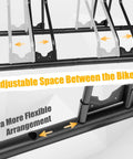 Go To Bike Floor Parking Rack For Indoor Garage Storage And Home Use Adjustable 4 Bike Capacity showing adjustable bike holders.