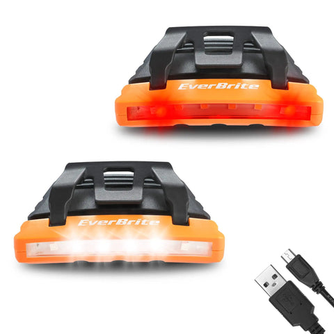 Rechargeable Hat Light 2 Pack Clip On Cap Light With Memory Function IPX4 Waterproof Red Light Pivoting Head Hands Free Visor LED