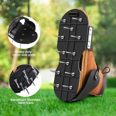 Lawn Aerator Shoes With 26 Stainless Steel Nails Adjustable Loop Strap And Snap On Buckle Easy Install No Fuss Walk Around Your Lawn Or Patio And Garden For Quick Soil Aeration And Healthier Grass