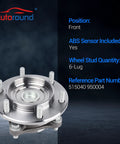 2WD Front Wheel Bearing And Hub Assembly 950-004 For Toyota Tacoma 2005-2019, with six lug nuts visible, front view.